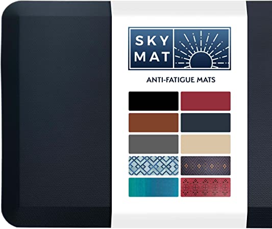 Sky Solutions Anti Fatigue Mat - 3/4" Cushioned Kitchen Rug and Standing Desk Mat & Garage - Non Slip, Waterproof and Stain Resistant (20" x 32", Dark Blue)