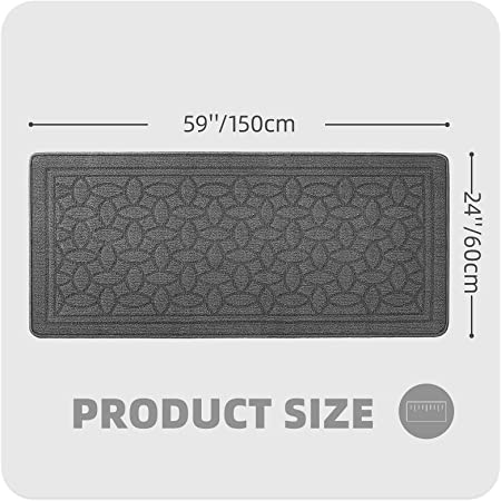 Color G Kitchen Rugs, Non Skid Kitchen Runner Rug Machine Washable Kitchen Floor Mat, Easy to Clean Kitchen Rugs and Mats, 18"x59", Grey