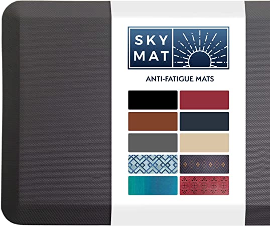 Sky Solutions Anti Fatigue Mat - 3/4" Cushioned Kitchen Rug and Standing Desk Mat & Garage - Non Slip, Waterproof and Stain Resistant (20" x 32", Dark Blue)