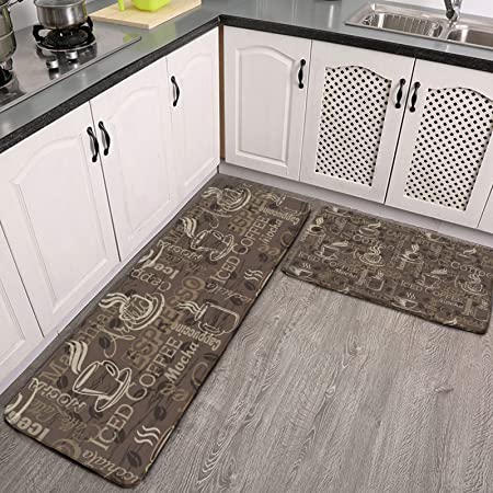 rocxemly Lemon Kitchen Mat Set of 2 Black and White Plaid Kitchen Rug Sets 17''x48''+17''x24'' Comfort Standing Mats Waterproof Stain Resistance Non Slip Kitchen Carpet