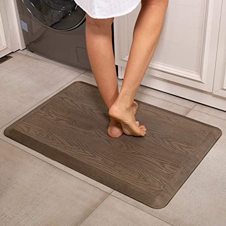 3/4'' Extra Support Anti Fatigue Comfort Mat for Standing Desks, Waterproof Kitchen Floor Mat, Non-Slip Standing Kitchen Mat for Offices, Home, Garages (Walnut Wood Grain, 20''x39'')