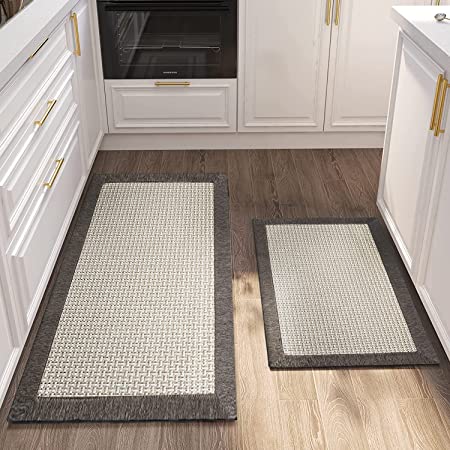 Twill Kitchen Mat Kitchen Rugs Set of 2 Kitchen Rugs and Mats Non Skid  Washable Kitchen Floor Rugs for in Front of Sink Heavy Duty Standing Mat  Kitchen mats for Floor Countertop