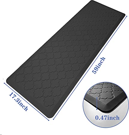 Anti Fatigue Kitchen Mats for 17.3 x 47 + 17.3 x 29 --0.47 inches Grey
