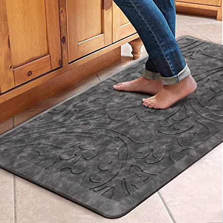 KMAT Kitchen Mat Cushioned Anti-Fatigue Floor Mat Waterproof Non-Slip Standing Mat Ergonomic Comfort Floor Mat Rug for Home,Office,Sink,Laundry,Desk 17.3" (W) x 60"(L),Brown