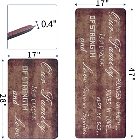 ARCLIBER Anti Fatigue Kitchen Rugs,Comfort Floor Standing Mats 2 Piece,Easy Clean Kitchen Mats,Non Skid Runner Rug(17"x28"+17"x47")