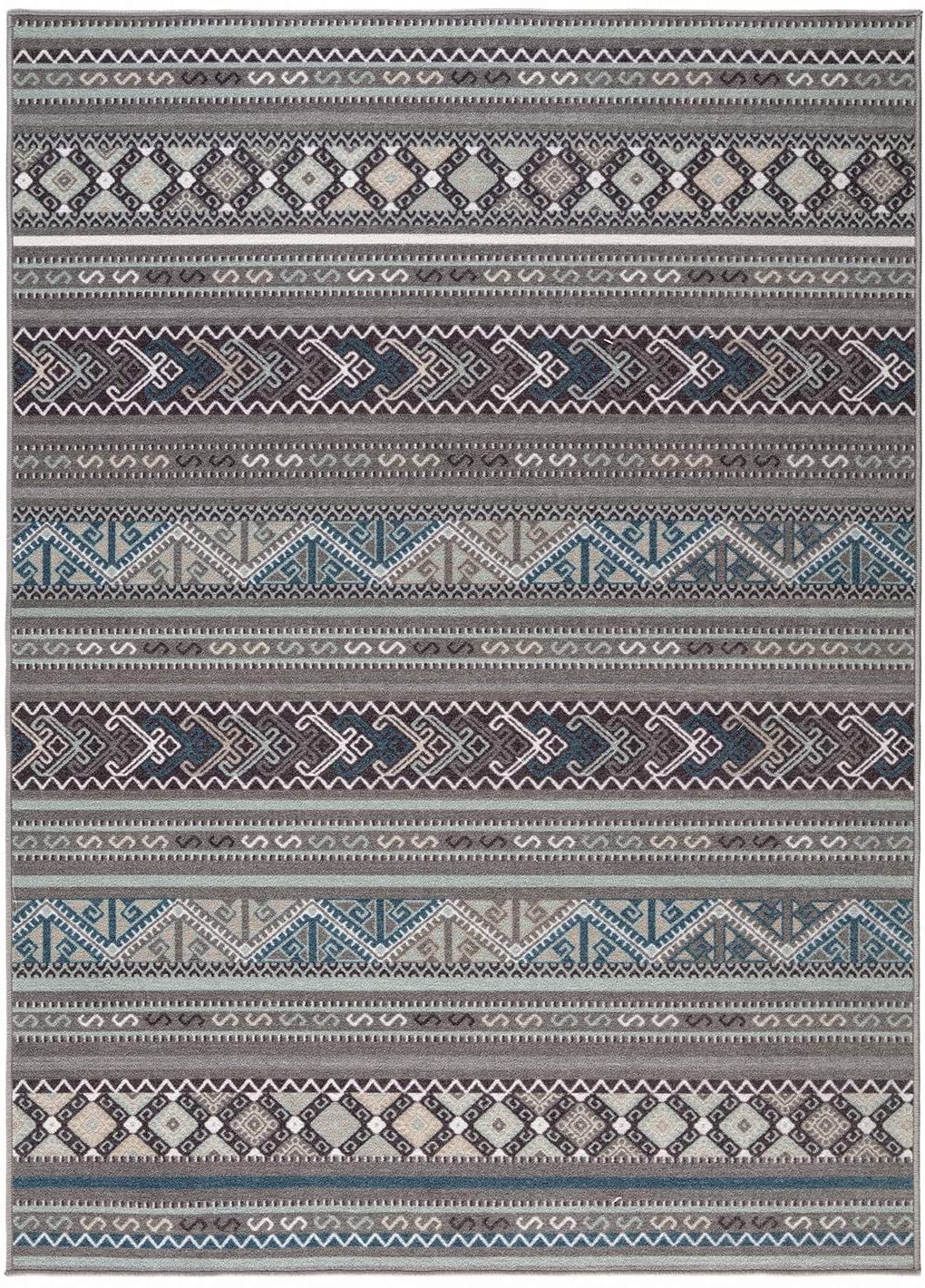 Moroccan Geometric Low Profile Pile Indoor Area Rugs Gray