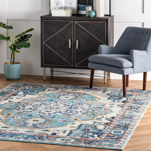 Corbett Vintage Boho Blue Soft Area Rugs - Multiple Sizes Available