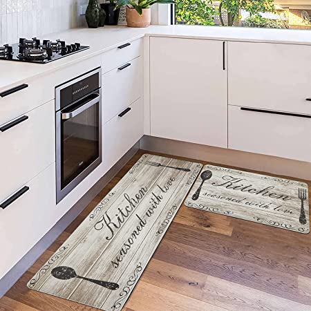 Kitchen Mats Set of 2 - Non Skid Washable