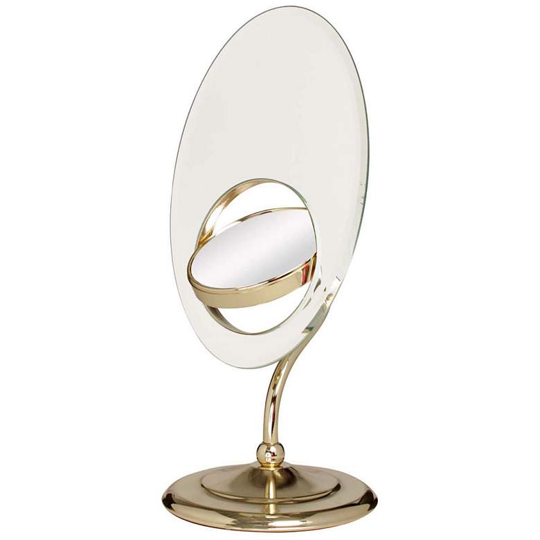 Oval Tri-Optics Brass 8x/3X/1X Magnified Vanity Mirror