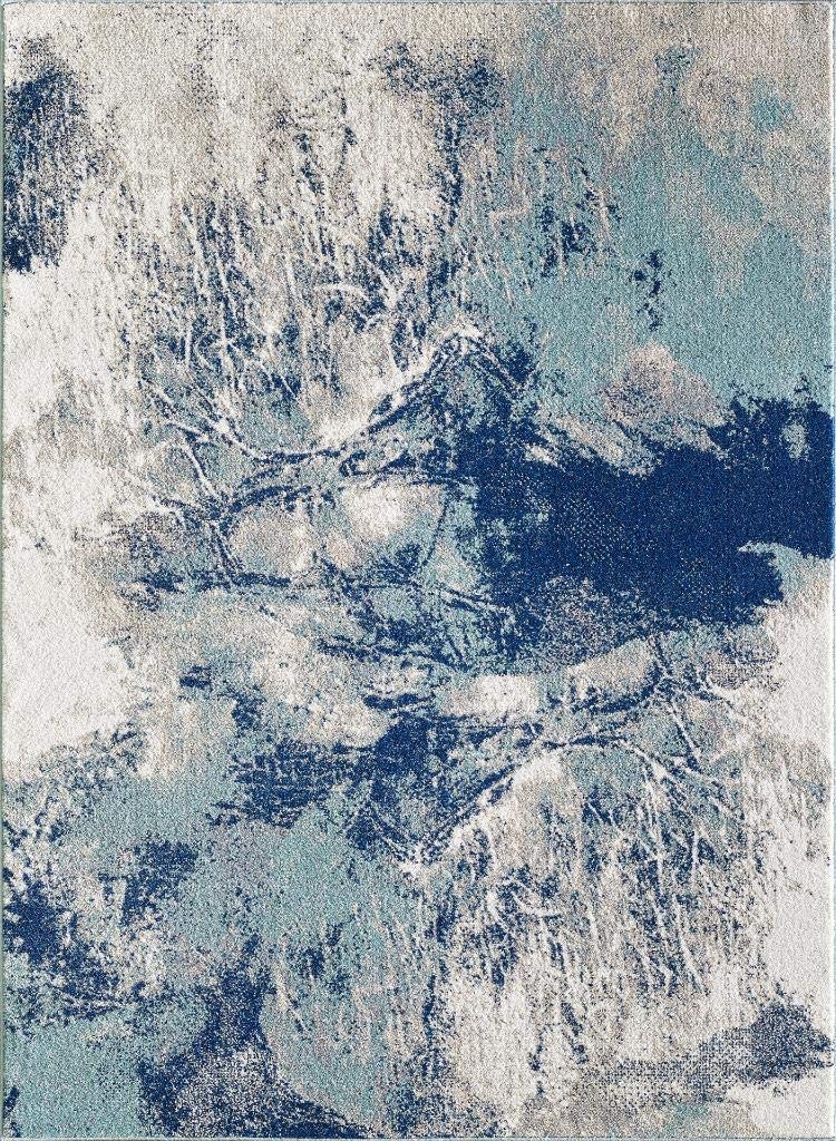 Joanna Collection Modern Abstract Blue Ivory Grey Area Rug