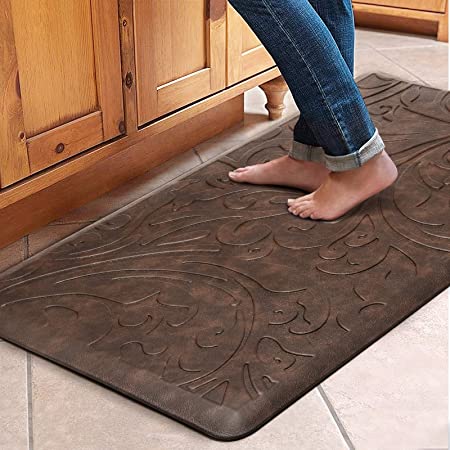 KMAT Kitchen Mat Cushioned Anti-Fatigue Floor Mat Waterproof Non-Slip Standing Mat Ergonomic Comfort Floor Mat Rug for Home,Office,Sink,Laundry,Desk 17.3" (W) x 60"(L),Brown