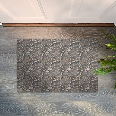 Shape28 Small Area Rug Mat Ultra-Thin Kitchen Rug Entrance Mat with Non Slip Rubber Backing Szie 24 inches x 18 inches Color Gray Design 1S