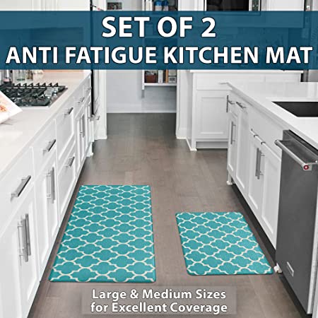 ComfiLife Kitchen Mats for Floor (2 PCs) – Cushioned Anti Fatigue Kitchen Rug for Comfortable Standing – Waterproof, Easy Clean, Non-Slip, Thick Kitchen Mat Set for Home, Office, Sink, Laundry (Gray)