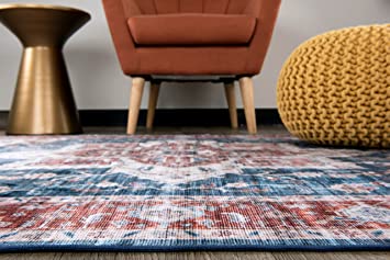 Bohemian Distressed Machine Washable Non Slip Area Rug