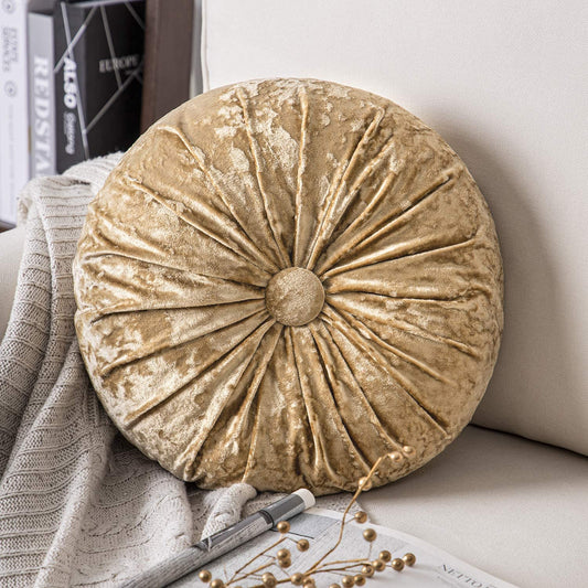 Round Throw Pillow Handcrafted Pumpkin Velvet Floor Pillow Couch Bed Chair