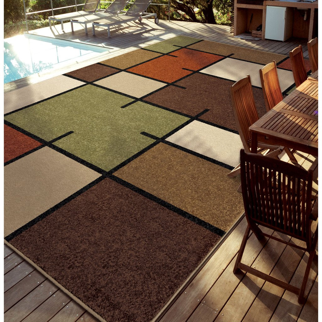 Dark Multi-Color Indoor Outdoor Area Rugs