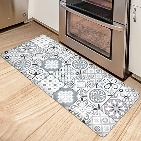 HappyTrends Kitchen Mat Cushioned Anti-Fatigue Kitchen Rug,17.3x 28,Thick  Waterproof Non-Slip Kitchen Mats and Rugs Heavy Duty Ergonomic Comfort Rug  for Kitchen,Floor,Office,Sink,Laundry,Grey 17.3x28 -0.47 inch Grey 