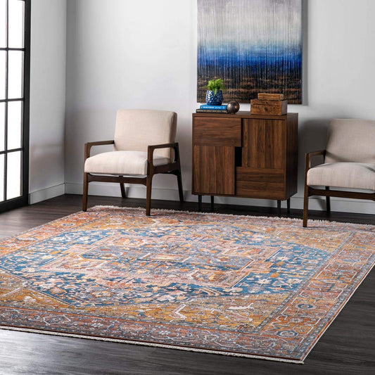 nuLOOM Ethel Medallion Fringe Area Rug, 5' x 7' 9", Rust