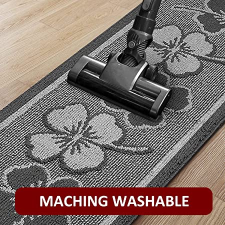 47x19 Inch/31x19 Inch Kitchen Mat Rugs Made of Polypropylene 2 Pack Soft Kitchen Rug Set Specialized in Anti Slippery and Machine Washable for Home Kitchen, Grey