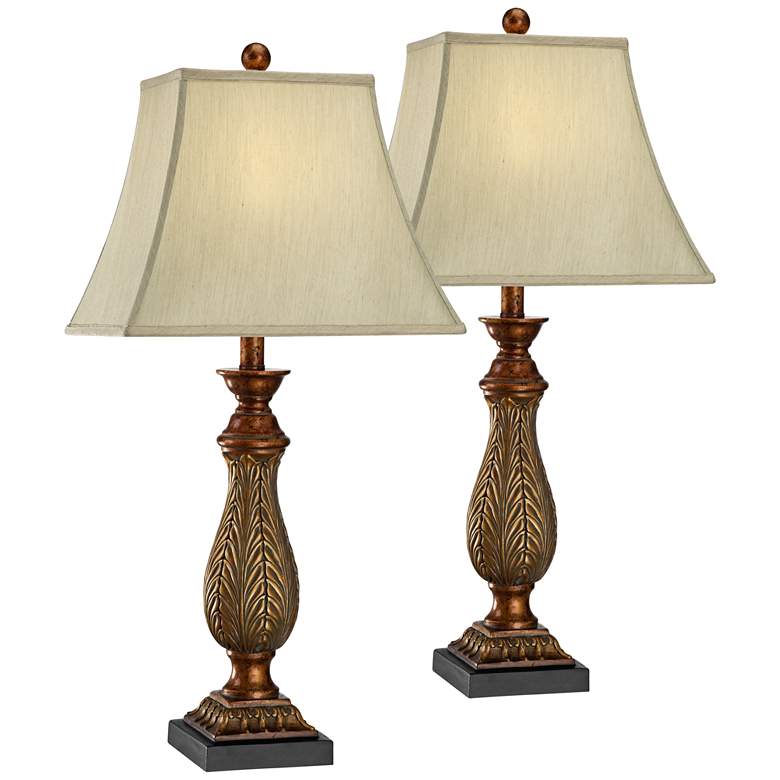 Two-Tone Gold Table Lamps Set of 2 with Table Top Dimmers