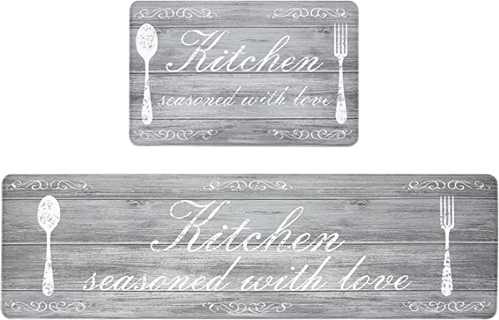 Kitchen Mats Set of 2 - Non Skid Washable