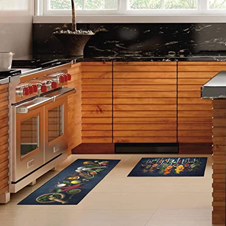 UpNUpCo Artistic and Colorful Kitchen Rugs Kitchen Mats for Floor Non Slip Kitchen Rugs and Mats Kitchen Mat Set Farmhouse Kitchen Rugs Thickness=1/3inch - Spicy Art - 2 Pieces - 30"x17" + 47”x17