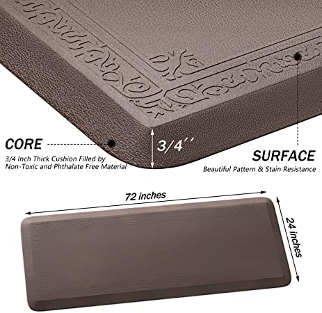 DEXI Anti Fatigue Kitchen Mat, 3/4 Inch Thick, Stain Resistant