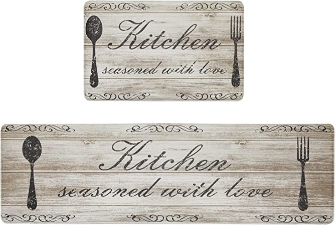 Kitchen Mats Set of 2 - Non Skid Washable