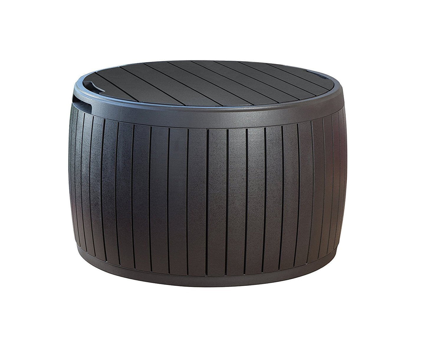 Brown Natural Wood Style Round Outdoor Storage Table/Ottoman - 37 Gallon
