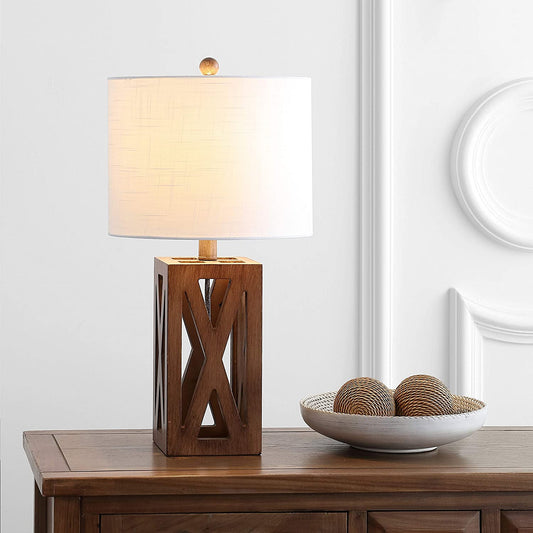 Stewart 21.5" Wood LED Lamp Brown