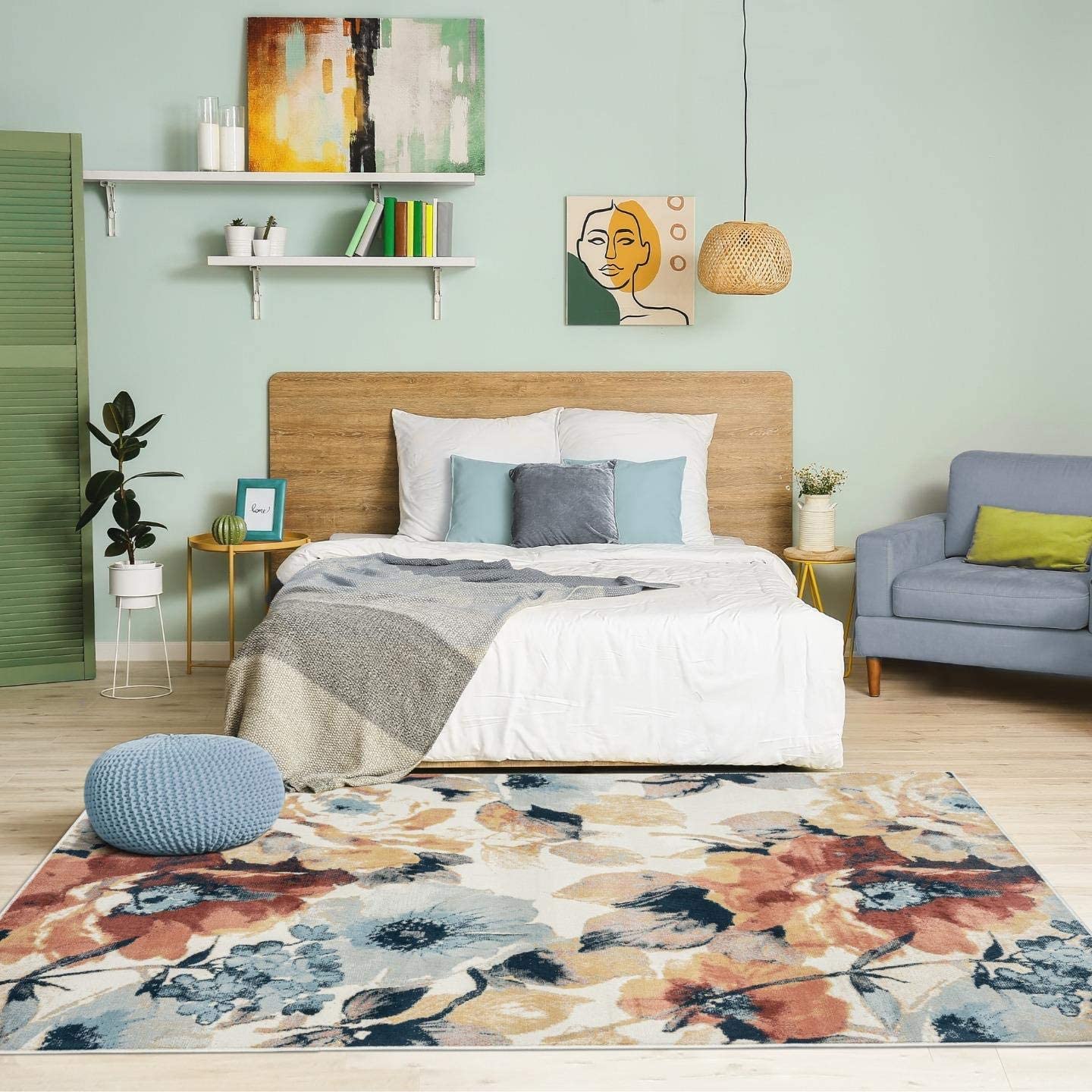 Olimpia Collection Multi Modern Floral Soft Area Rug