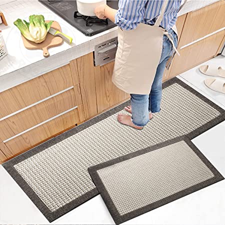 Grey Rubber Backed Rug, Washable Long Kitchen Mat for Home