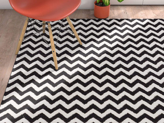 Sydney Eli Chevron Black Modern Area Rug