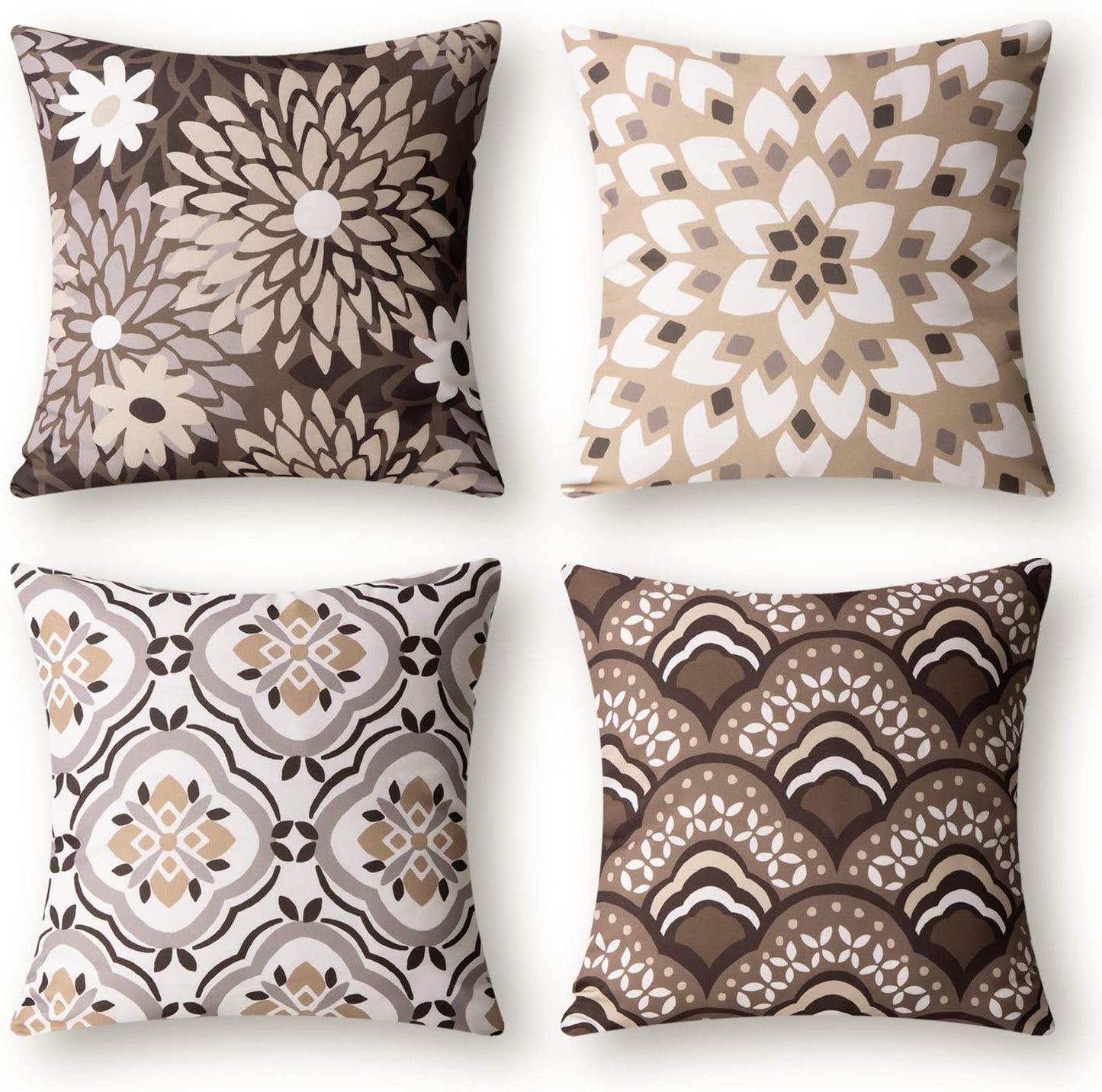 Set of 4 New Living Series Dahlia and Oriental Double Side Print Decorative Throw Pillow Case Cushion Cover