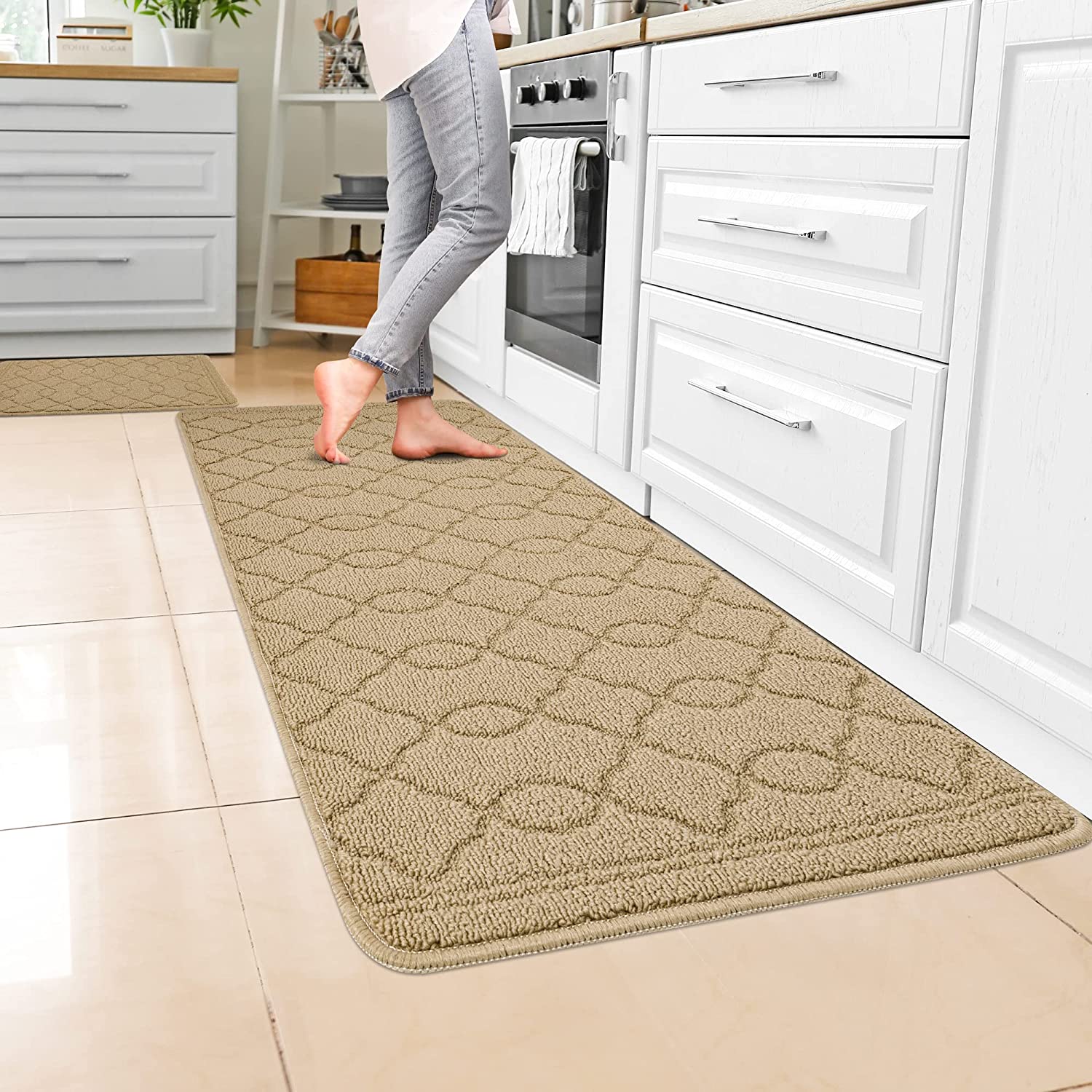 Tin Fleur De Lis Kitchen Mats Kitchen Rugs Runner Laundry Rug Non Slip  Floor Door Mats Soft Doormats Carpet Home Decor Set of 2 