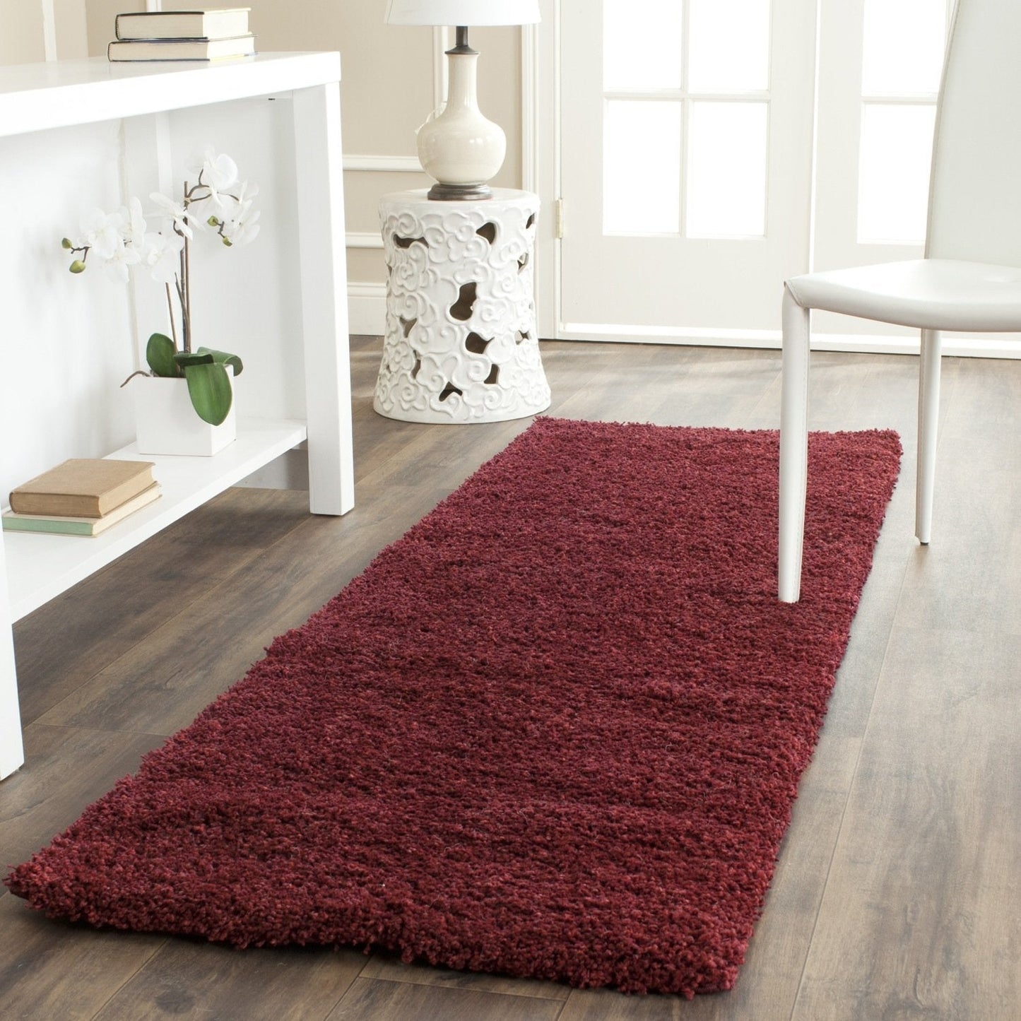 Cozy Soft Thick Maroon Shag Area Rug 2-inch Pile Height