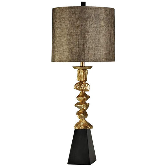 Vintage Gold and Black Geometric Art Deco Table Lamp