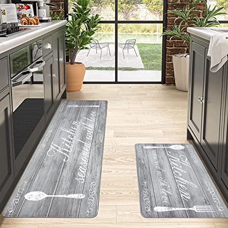 Kitchen Mats Set of 2 - Non Skid Washable