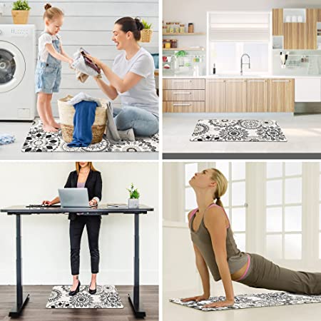 Kitchen Mat and Kitchen Rugs 2 PCS, Cushioned 1/2 Inch Thick Anti Fatigue  Waterproof Mat, Comfort Standing Desk Mat, Kitchen Floor Mat with Non-Skid  & Washable for Home, Office, Sink - Black 