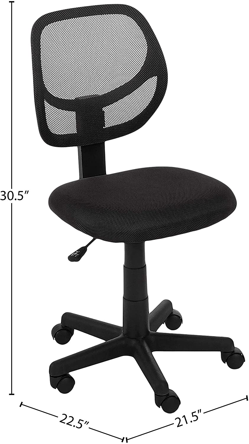 Low-Back, Upholstered Mesh, Adjustable, Swivel Computer Office Desk Chair, Black