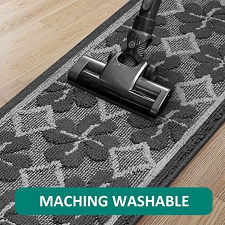 47x19 Inch/31x19 Inch Kitchen Mat Rugs Made of Polypropylene 2 Pack Soft Kitchen Rug Set Specialized in Anti Slippery and Machine Washable for Home Kitchen, Grey