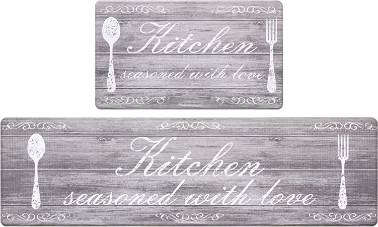 Kitchen Mats Set of 2 - Non Skid Washable