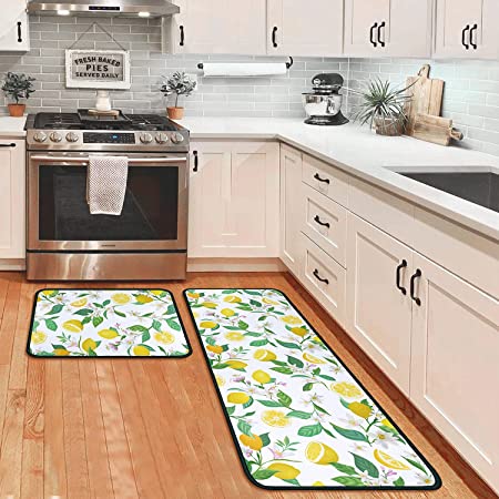 Tosuoka Kitchen Mat 2 Pieces Cushioned Anti Fatigue Kitchen Mats for Floor,  Waterproof Kitchen Rugs and Mats Non Skid Washable Ergonomic Standing