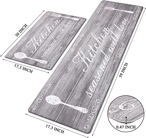 Kitchen Mats Set of 2 - Non Skid Washable