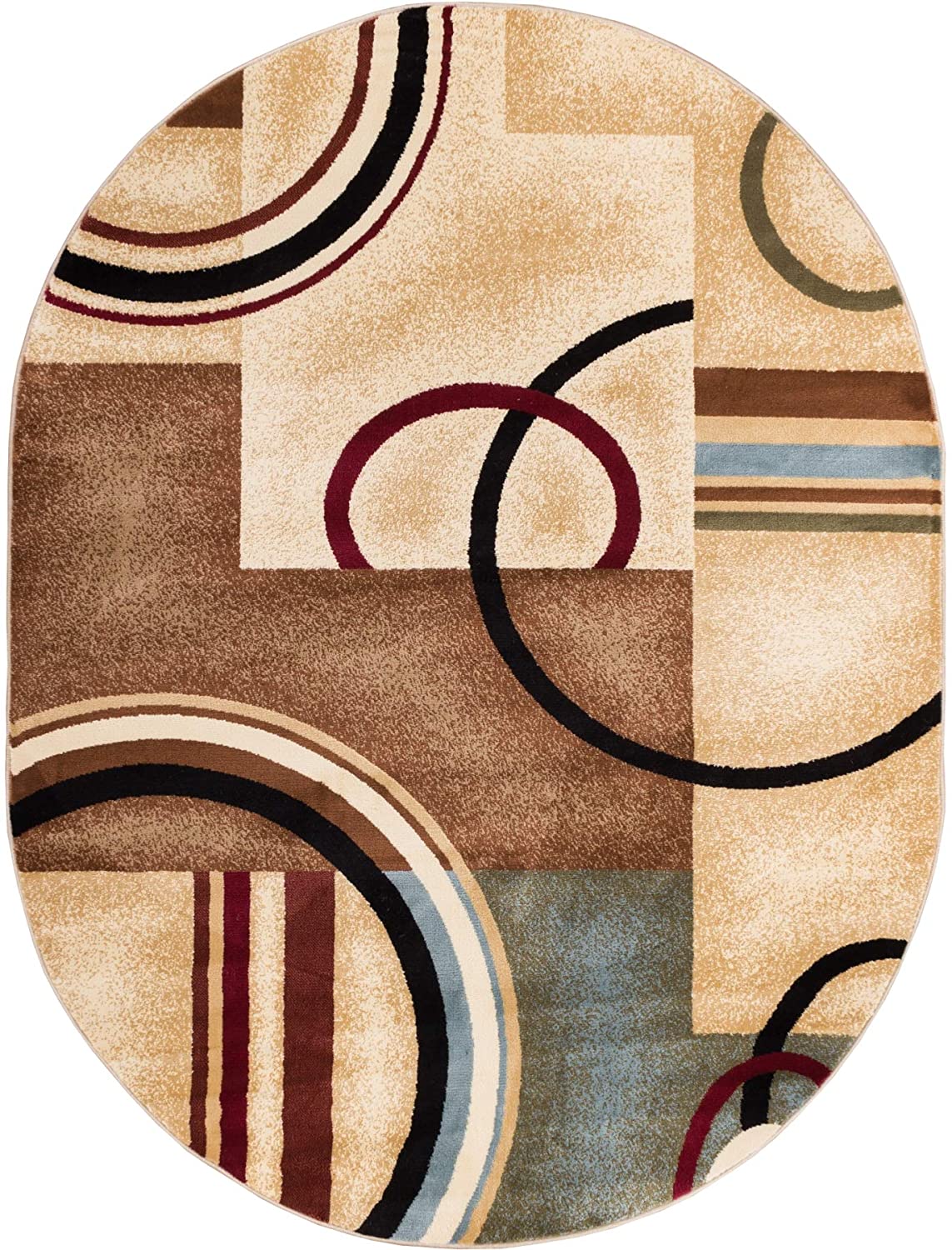 Modern Geometric Circles Ivory Multi Soft Area Rugs