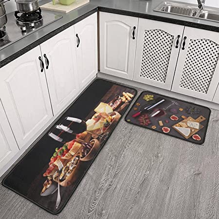 2 PCS Coffee Theme Kitchen Rugs and Mats Non Skid Washable Black Kitchen  Mat Soft Super Absorbent Anti Fatigue Kitchen Mat Runner Set Doormat  Bathroom