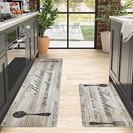 Kitchen Mats Set of 2 - Non Skid Washable