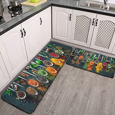 rocxemly Lemon Kitchen Mat Set of 2 Black and White Plaid Kitchen Rug Sets 17''x48''+17''x24'' Comfort Standing Mats Waterproof Stain Resistance Non Slip Kitchen Carpet