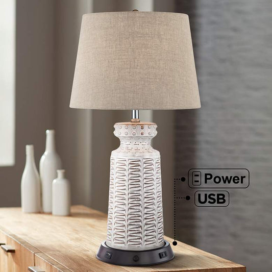 Helene Ceramic Table Lamp with Dimmable USB Workstation Base