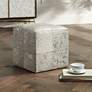 Astoria Weathered Silver Leather Hide Pouf Ottoman
